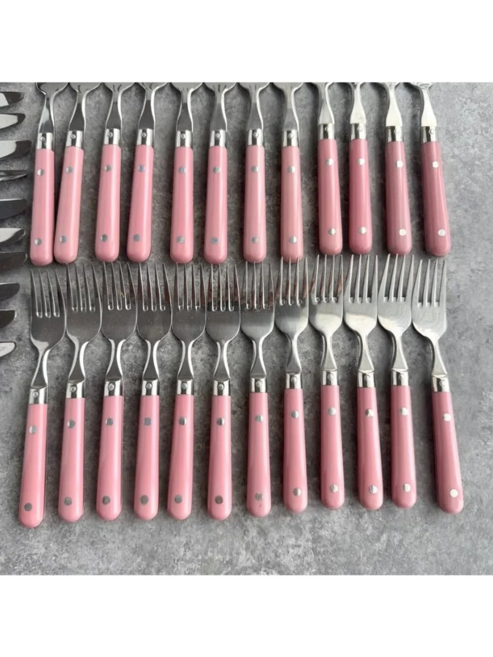 Carnival Stainless Flatware Korea Pink Handle Service For 12 Set Of 60 Pieces